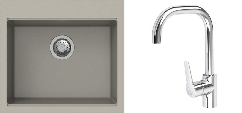 K-StrongSinks S3 Set dřez Ipel 560x510mm granit béžová + Baterie Garonne chrom