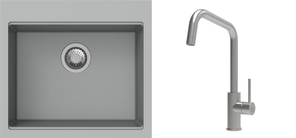 K-StrongSinks S3 Set dřez Ipel 560x510mm granit šedá + Baterie Arda nerez