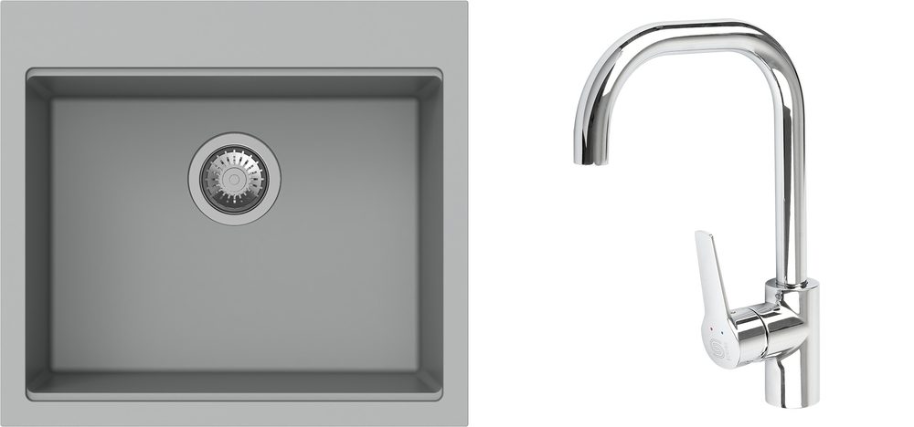 K-StrongSinks S3 Set dřez Ipel 560x510mm granit šedá + Baterie Garonne chrom