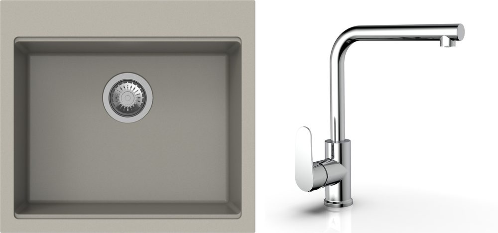 K-StrongSinks S3 Set dřez Ipel 560x510mm granit béžová + Baterie Stréva chrom
