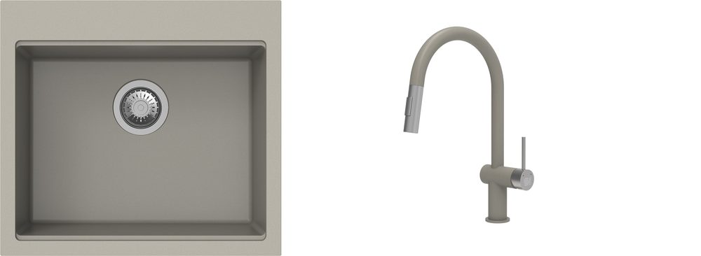 K-StrongSinks S3 Set dřez Ipel 560x510mm granit béžová + Baterie Neris béžová