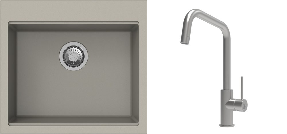 K-StrongSinks S3 Set dřez Ipel 560x510mm granit béžová + Baterie Arda nerez