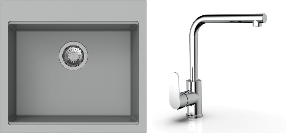 K-StrongSinks S3 Set dřez Ipel 560x510mm granit šedá + Baterie Stréva chrom