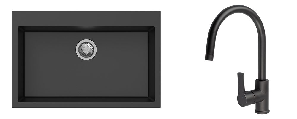 K-StrongSinks S3 Set dřez Ipel 780x510mm granit černá + Baterie Loira černá