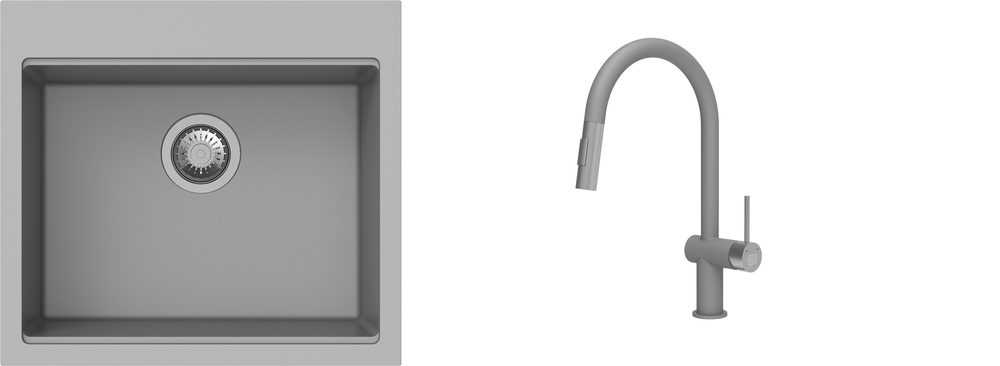K-StrongSinks S3 Set dřez Ipel 560x510mm granit šedá + Baterie Neris šedá