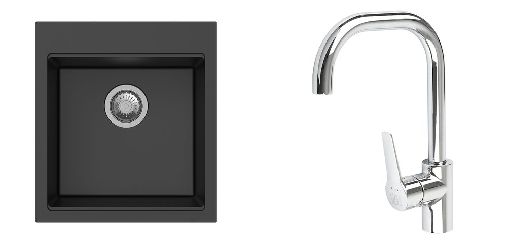 K-StrongSinks S3 Set dřez Ipel 460x510mm granit černá + Baterie Garonne chrom
