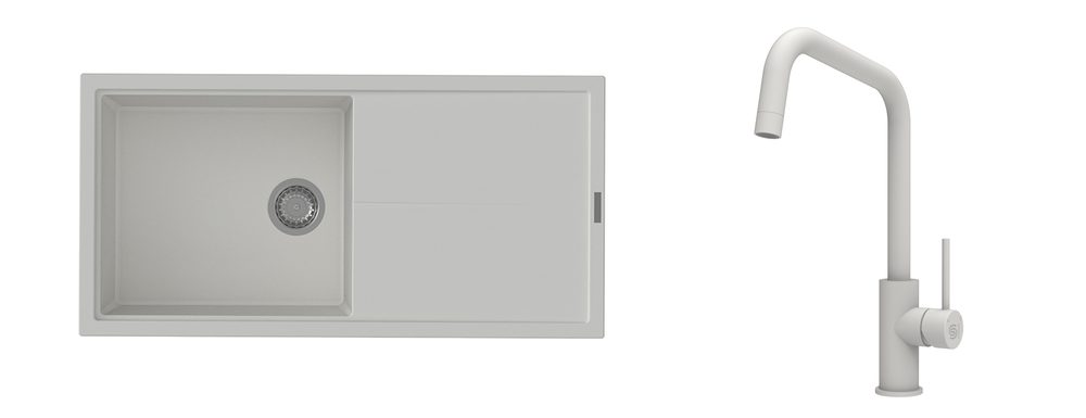 K-StrongSinks S3 Set dřez Labe 1000x500mm granit bílá + Baterie Arda bílá