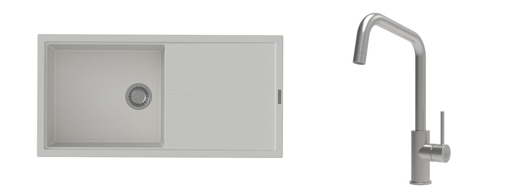 K-StrongSinks S3 Set dřez Labe 1000x500mm granit bílá + Baterie Arda nerez