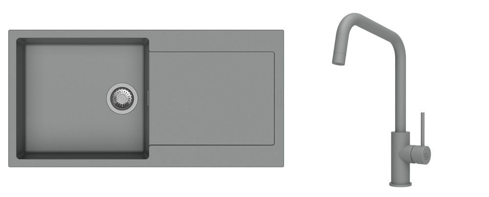 K-StrongSinks S3 Set dřez Zala 1000x500mm granit šedá + Baterie Arda šedá
