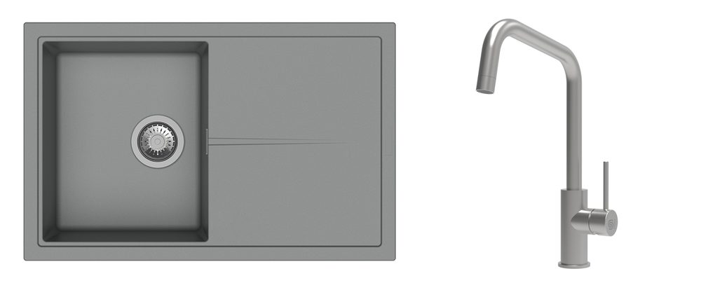 K-StrongSinks S3 Set dřez Labe 780x500mm granit šedá + Baterie Arda nerez