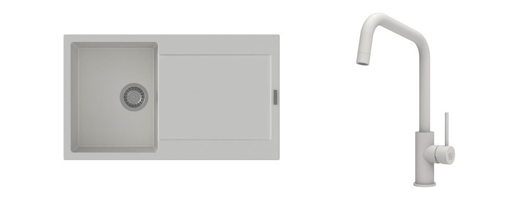 K-StrongSinks S3 Set dřez Zala 860x500mm granit bílá + Baterie Arda bílá