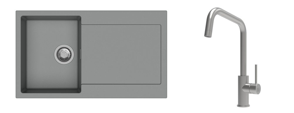 K-StrongSinks S3 Set dřez Zala 860x500mm granit šedá + Baterie Arda nerez