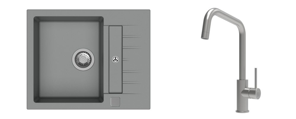 K-StrongSinks S3 Set dřez Vardar 615x500mm granit šedá + Baterie Arda nerez