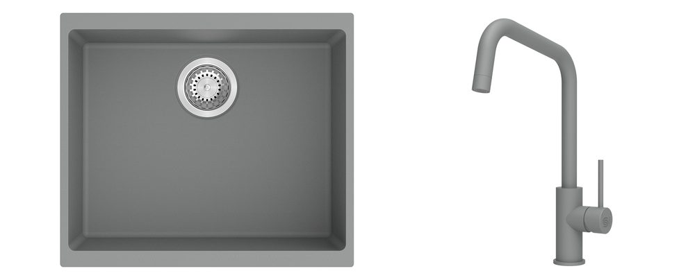 K-StrongSinks S3 Set dřez Hron 530x460mm granit šedá + Baterie Arda šedá