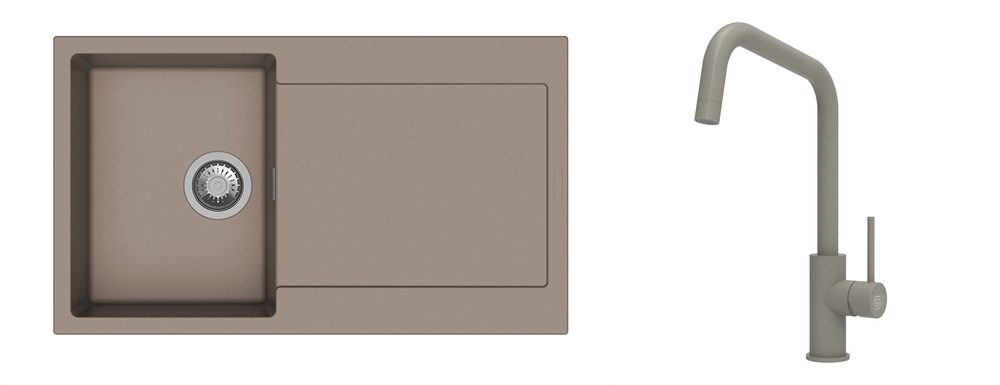 K-StrongSinks S3 Set dřez Zala 860x500mm granit béžová + Baterie Arda béžová