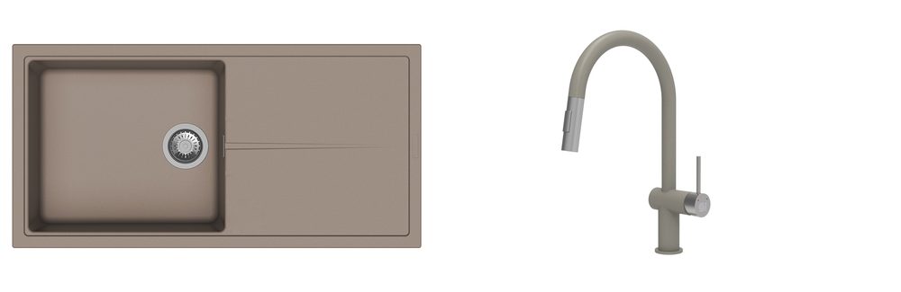 K-StrongSinks S3 Set dřez Labe 1000x500mm granit béžová + Baterie Neris béžová