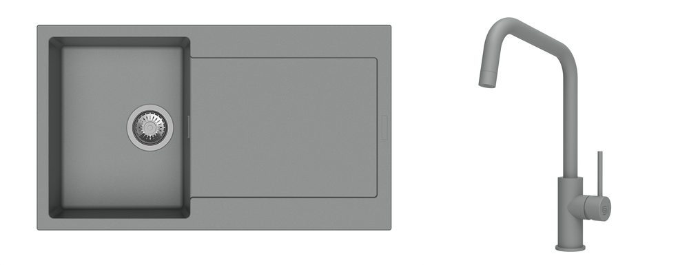 K-StrongSinks S3 Set dřez Zala 860x500mm granit šedá + Baterie Arda šedá