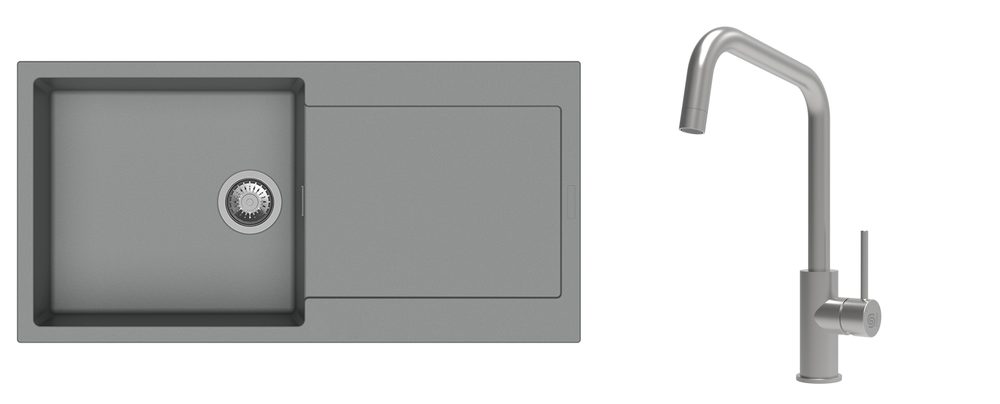 K-StrongSinks S3 Set dřez Zala 1000x500mm granit šedá + Baterie Arda nerez