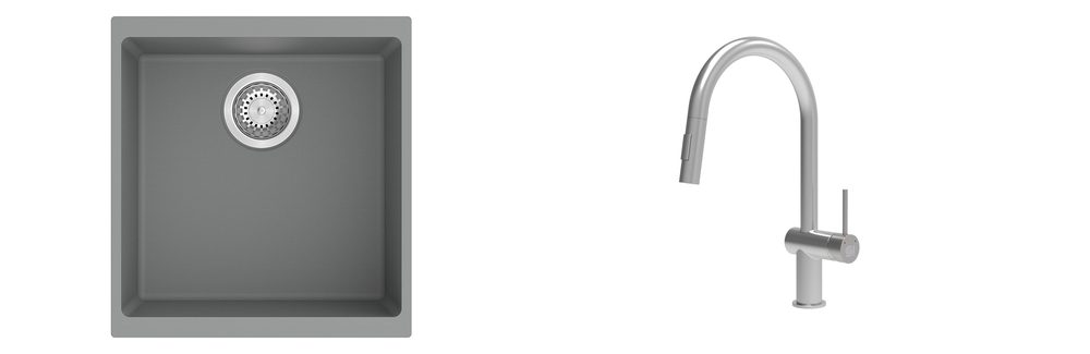 K-StrongSinks S3 Set dřez Hron 430x460mm granit šedá + Baterie Neris celonerez