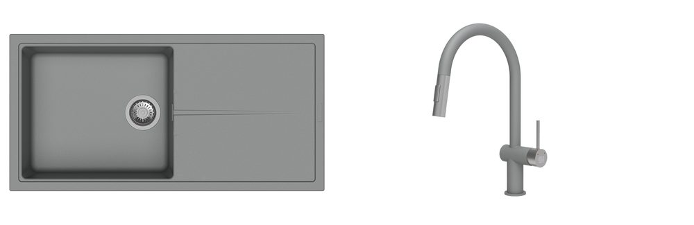 K-StrongSinks S3 Set dřez Labe 1000x500mm granit šedá + Baterie Neris šedá