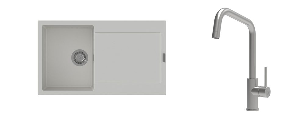 K-StrongSinks S3 Set dřez Zala 860x500mm granit bílá + Baterie Arda nerez