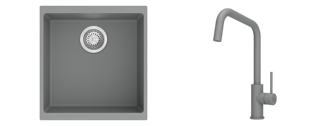K-StrongSinks S3 Set dřez Hron 430x460mm granit šedá + Baterie Arda šedá