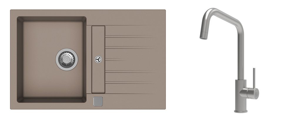 K-StrongSinks S3 Set dřez Vardar 780x500mm granit béžová + Baterie Arda nerez