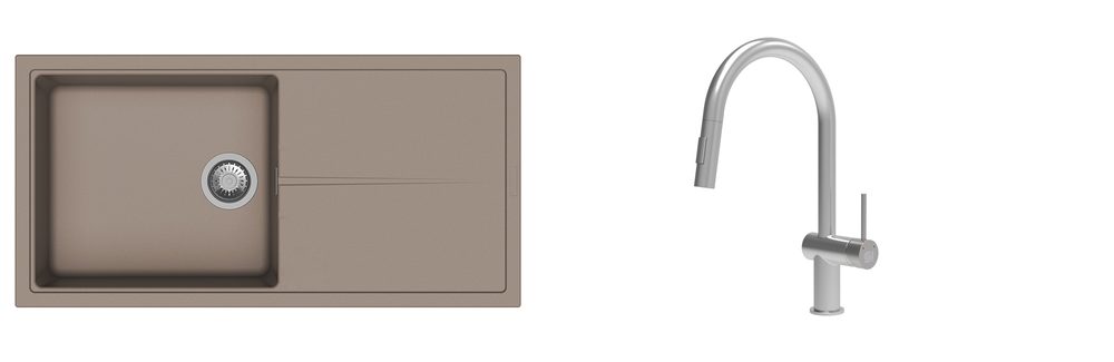 K-StrongSinks S3 Set dřez Labe 1000x500mm granit béžová + Baterie Neris nerez