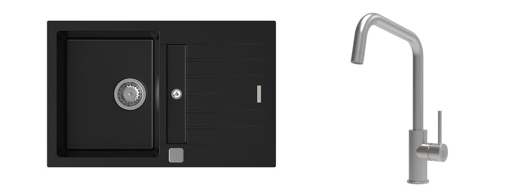 K-StrongSinks S3 Set dřez Vardar 780x500mm granit černá + Baterie Arda nerez