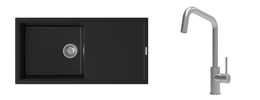 K-StrongSinks S3 Set dřez Labe 1000x500mm granit černá + Baterie Arda nerez