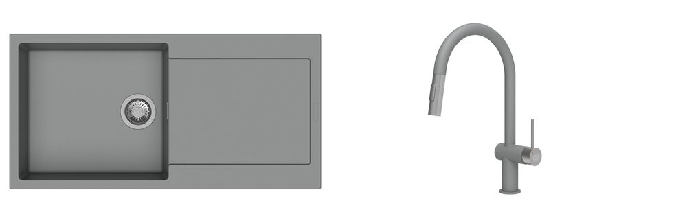 K-StrongSinks S3 Set dřez Zala 1000x500mm granit šedá + Baterie Neris šedá