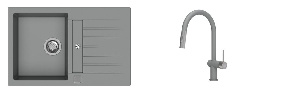 K-StrongSinks S3 Set dřez Vardar 780x500mm granit šedá + Baterie Neris šedá