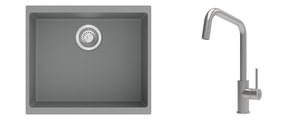 K-StrongSinks S3 Set dřez Hron 530x460mm granit šedá + Baterie Arda nerez