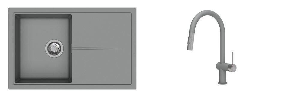 K-StrongSinks S3 Set dřez Labe 780x500mm granit šedá + Baterie Neris šedá