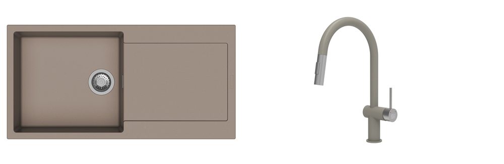 K-StrongSinks S3 Set dřez Zala 1000x500mm granit béžová + Baterie Neris béžová