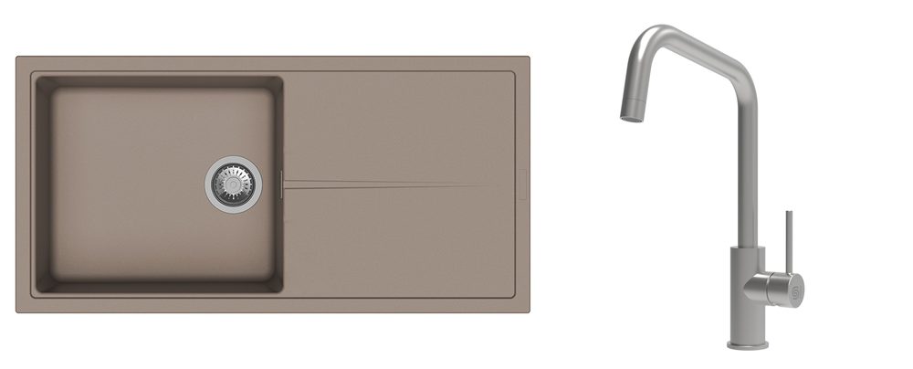 K-StrongSinks S3 Set dřez Labe 1000x500mm granit béžová + Baterie Arda nerez