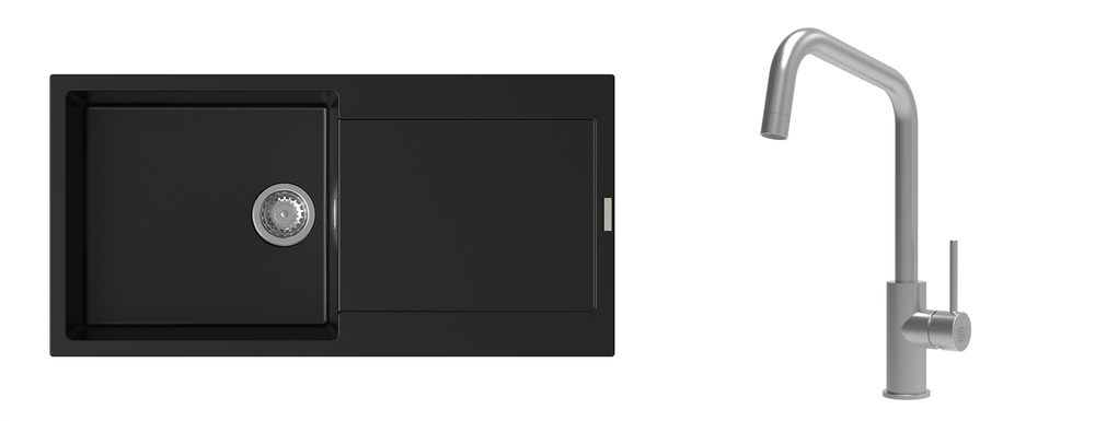 K-StrongSinks S3 Set dřez Zala 1000x500mm granit černá + Baterie Arda nerez