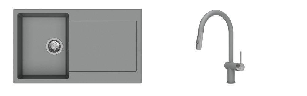 K-StrongSinks S3 Set dřez Zala 860x500mm granit šedá + Baterie Neris šedá