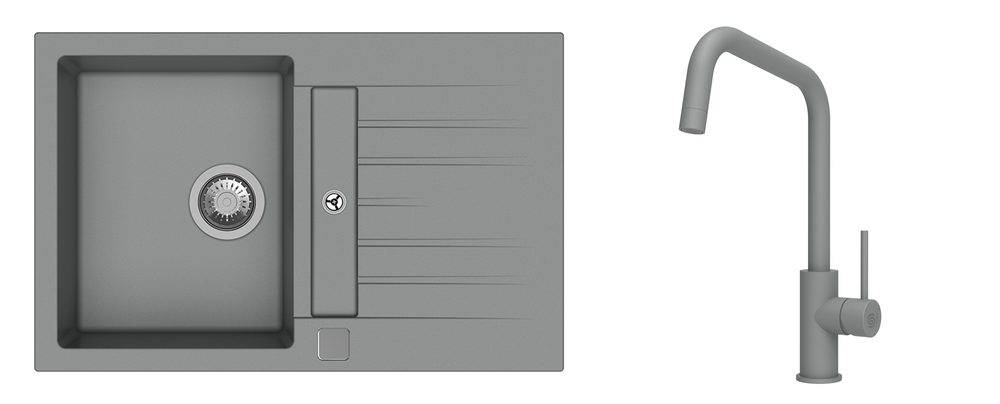 K-StrongSinks S3 Set dřez Vardar 780x500mm granit šedá + Baterie Arda šedá