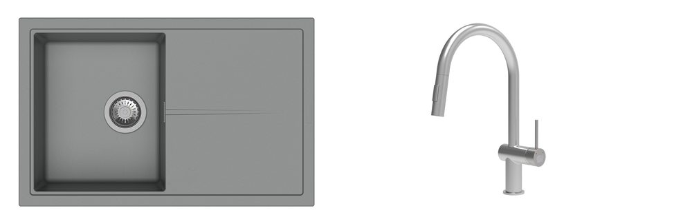 K-StrongSinks S3 Set dřez Labe 780x500mm granit šedá + Baterie Neris celonerez