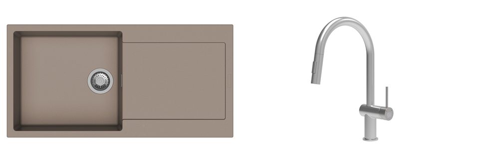 K-StrongSinks S3 Set dřez Zala 1000x500mm granit béžová + Baterie Neris nerez