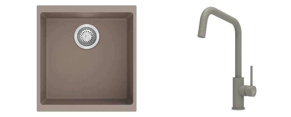 K-StrongSinks S3 Set dřez Hron 430x460mm granit béžová + Baterie Arda béžová