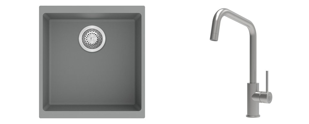 K-StrongSinks S3 Set dřez Hron 430x460mm granit šedá + Baterie Arda nerez