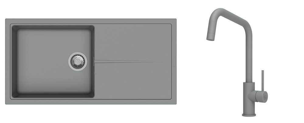 K-StrongSinks S3 Set dřez Labe 1000x500mm granit šedá + Baterie Arda šedá