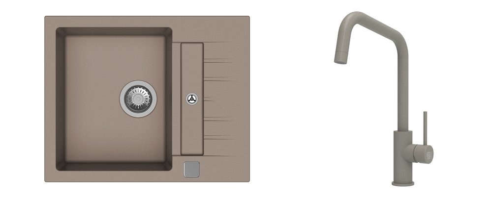K-StrongSinks S3 Set dřez Vardar 615x500mm granit béžová + Baterie Arda béžová