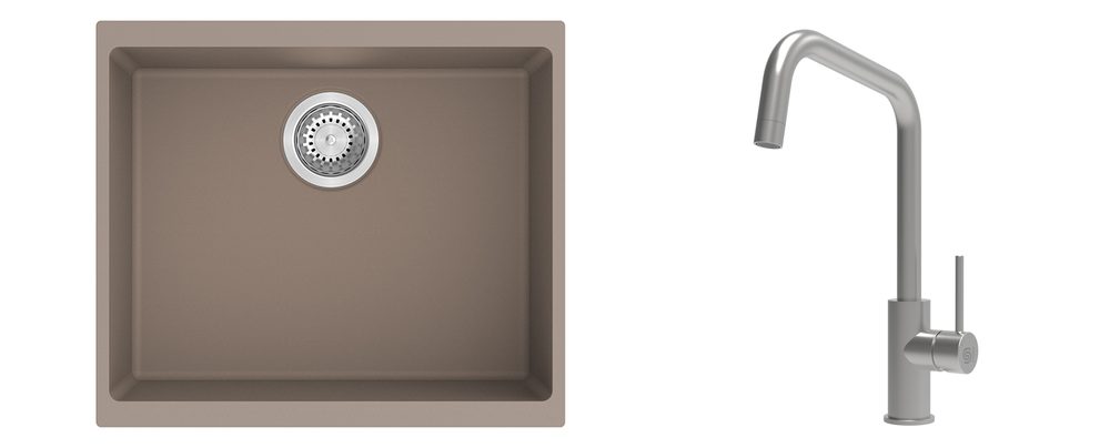 K-StrongSinks S3 Set dřez Hron 530x460mm granit béžová + Baterie Arda nerez