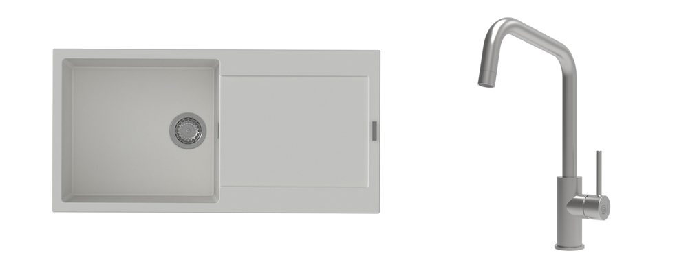K-StrongSinks S3 Set dřez Zala 1000x500mm granit bílá + Baterie Arda nerez