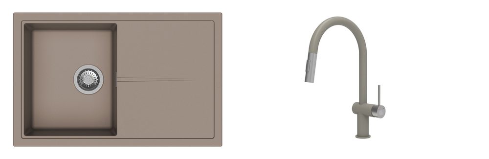 K-StrongSinks S3 Set dřez Labe 780x500mm granit béžová + Baterie Neris béžová