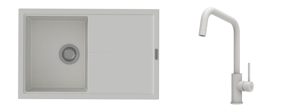 K-StrongSinks S3 Set dřez Labe 780x500mm granit bílá + Baterie Arda bílá