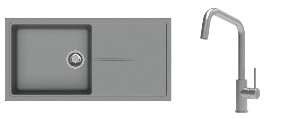 K-StrongSinks S3 Set dřez Labe 1000x500mm granit šedá + Baterie Arda nerez